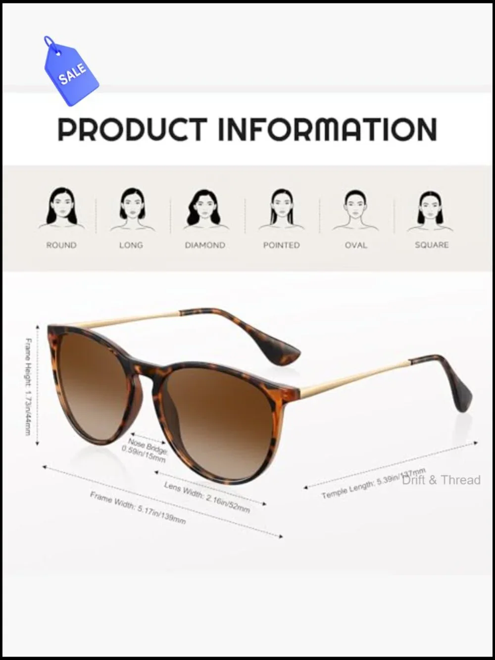 Polarized Round Sunglasses UV Protection Retro Trendy Lightweight